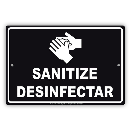 Sanitize Desinfactar Aluminum Metal Display Sign Plate
