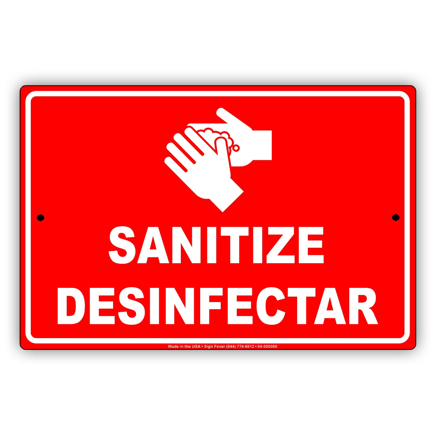 Sanitize Desinfactar Aluminum Metal Display Sign Plate