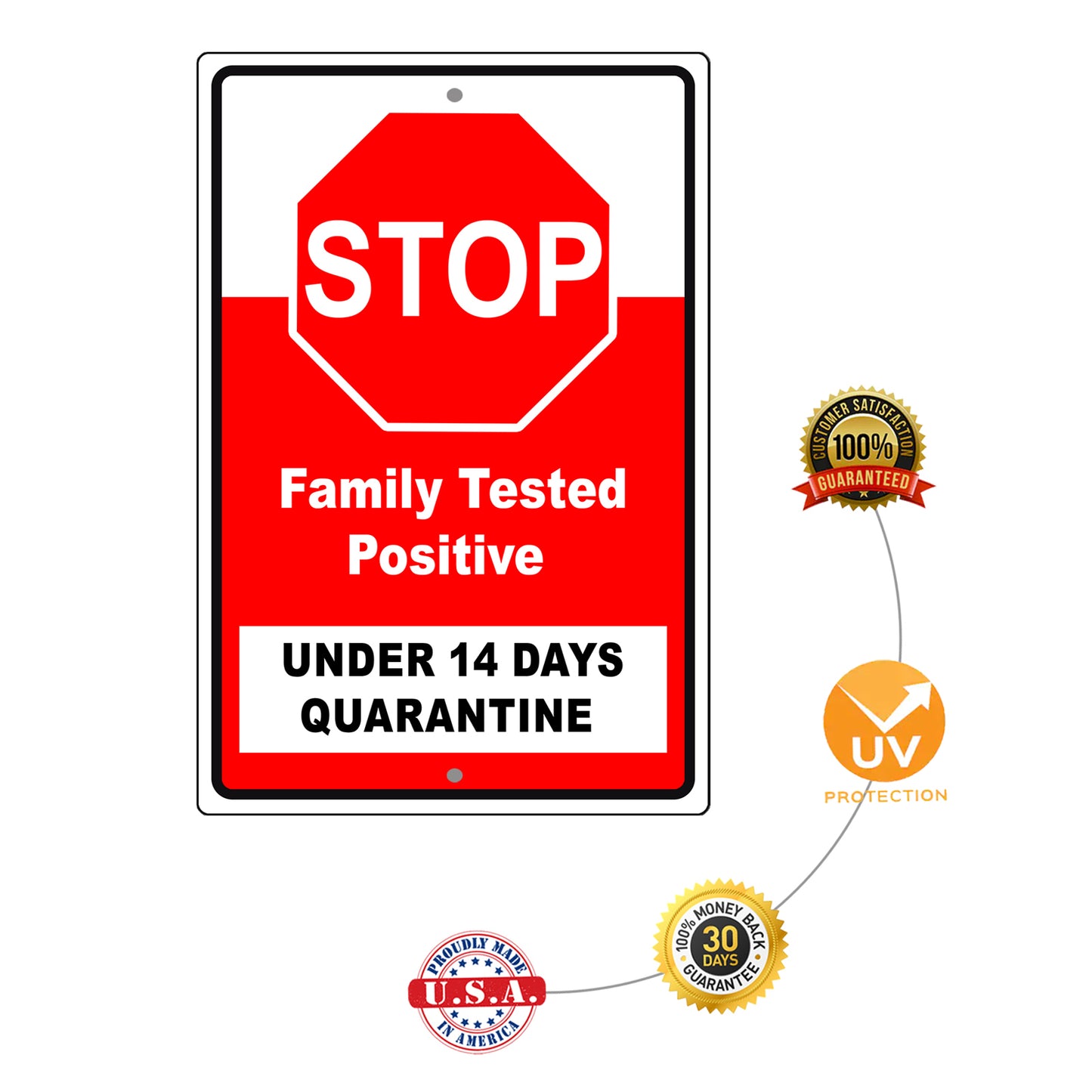 Stop Family Tested Positive Under 14 Days Quarantine Coronavirus Covid-19 Aluminum Metal Display Sign Plate