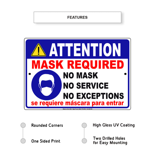 Attention Face Mask Required Sign