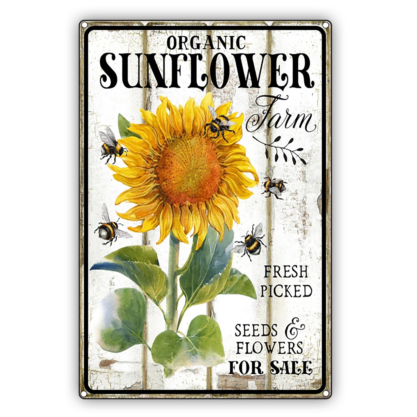 Organic Sun Flower Vintage Aluminum Sign
