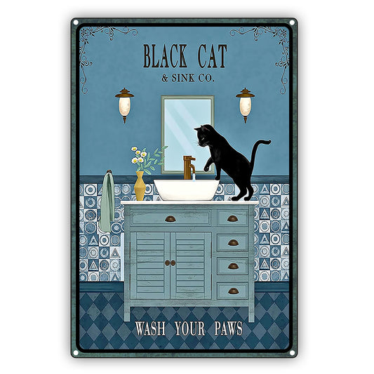 Black Cat & Sink Co. Wash Your Paws Vintage Sign