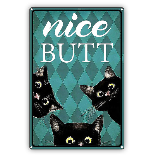 Nice Butt Black Cat Graphic Vintage Sign