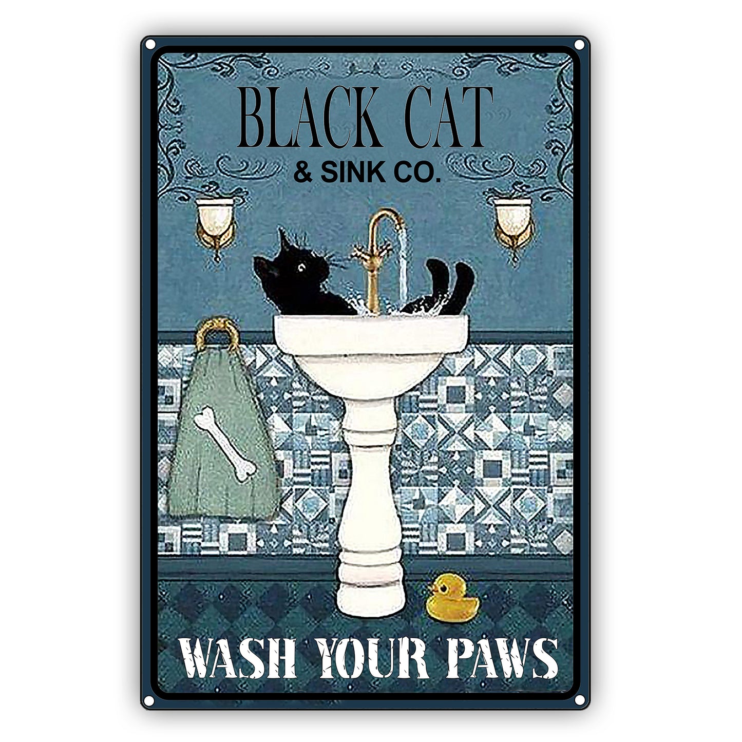 Black Cat & Sink Co. Wash Your Paws Vintage Sign