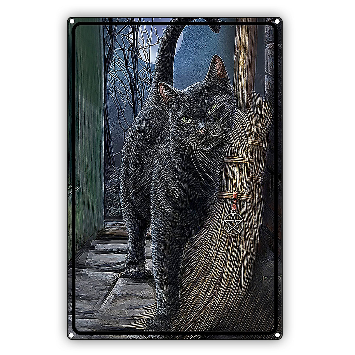 Black Cat Darkness In Night Cat Graphic Vintage Aluminum Sign