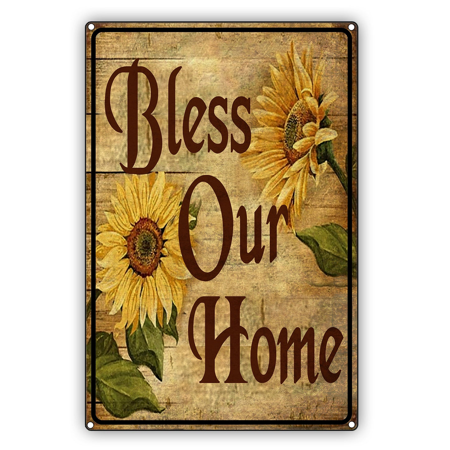 Bless Our Home Sun Flower Graphic Vintage Sign