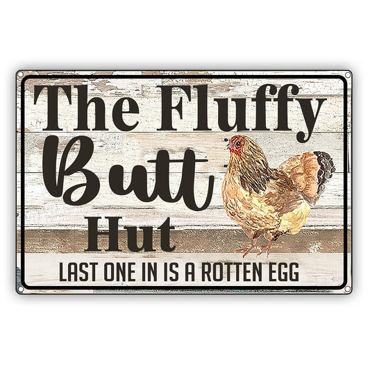 The Fluffy Butt Hut Chicken Coop Hen Graphic Vintage Sign