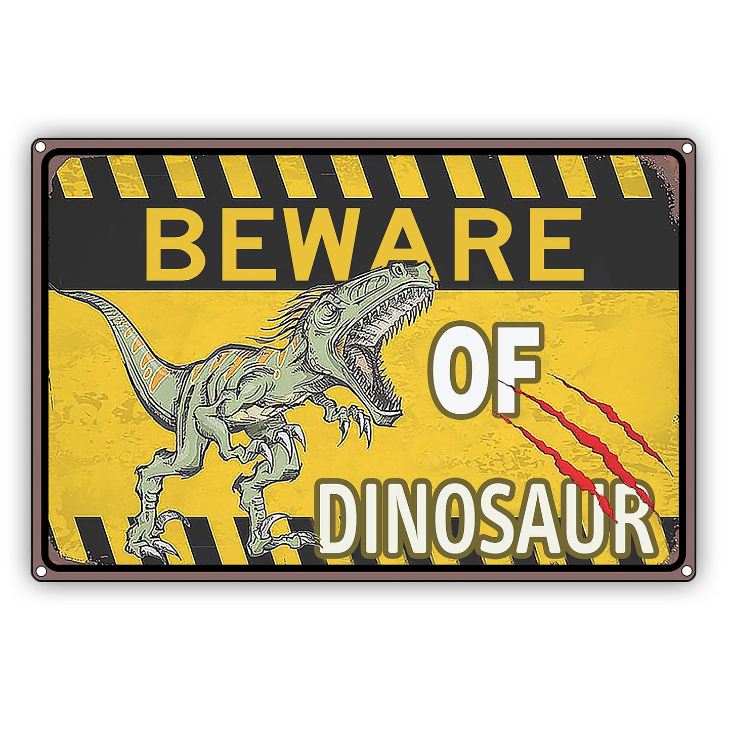 Beware Of Dinosaur With Dinosaur Graphic Vintage Sign