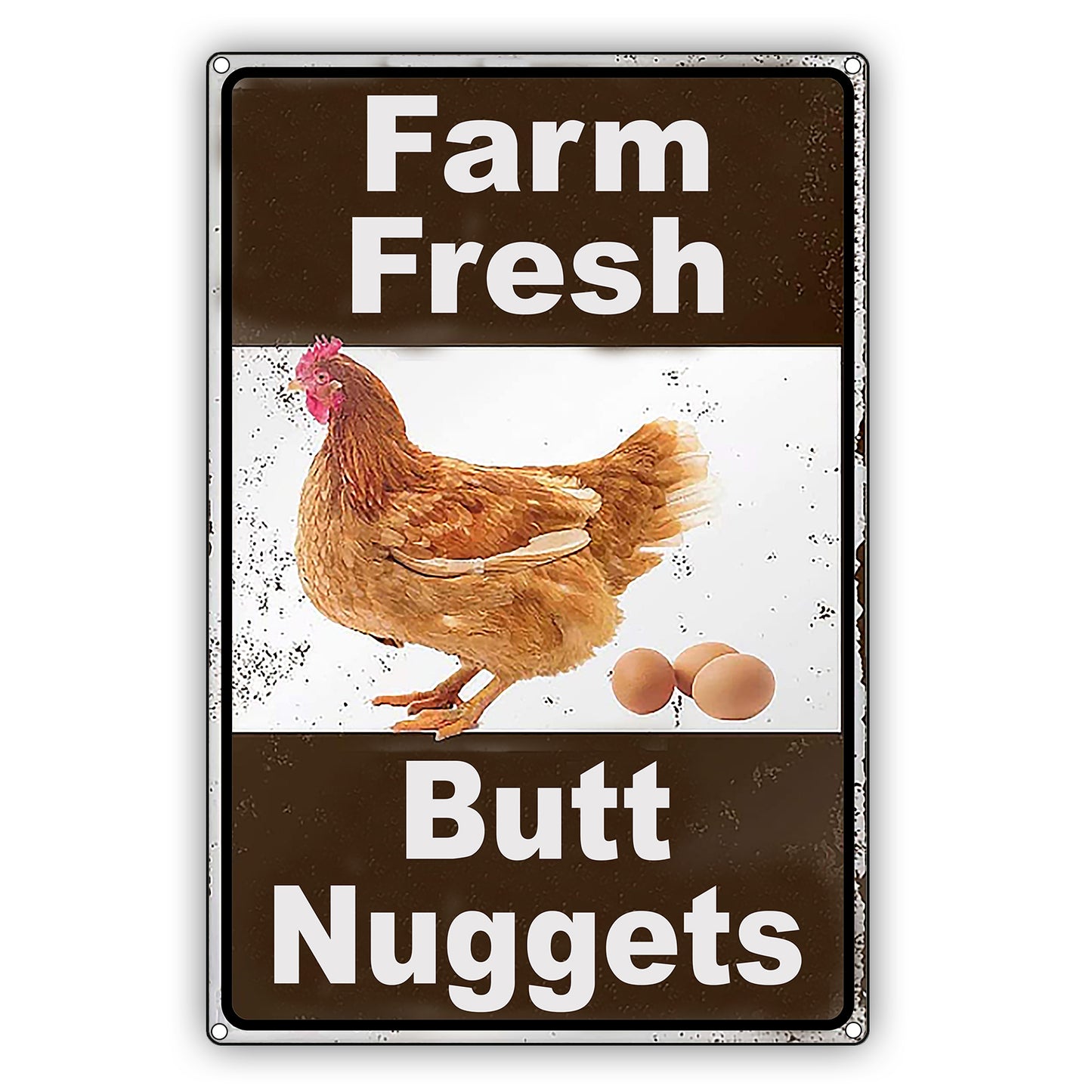 Farm Fresh Butt Nuggets Hen Graphic Vintage Sign