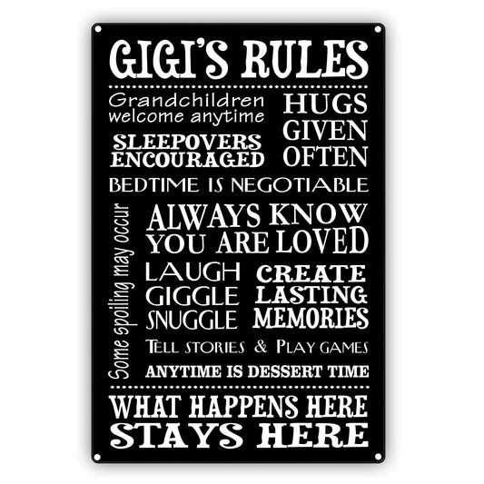 Gigi's Rules What Happens Here Stay Here Vintage Décor Sign