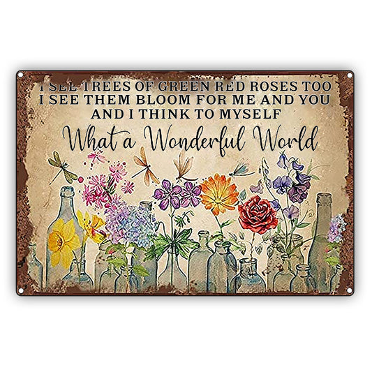 I See Trees Of Green Red Roses Too Vintage Décor Sign
