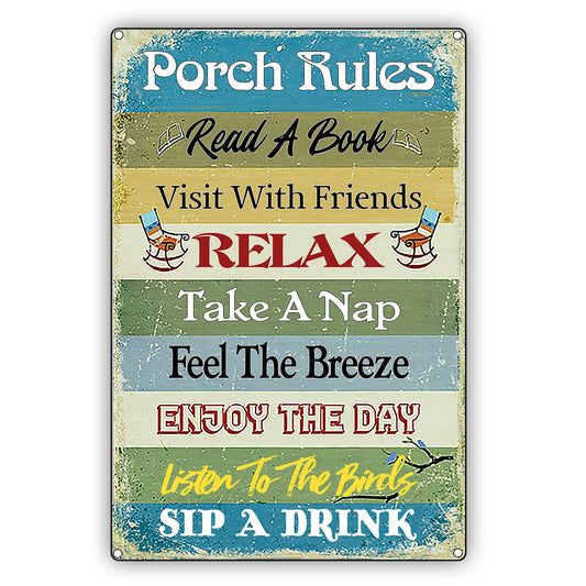 Porch Rules Read A Book Visit With Friends. Vintage Décor Sign