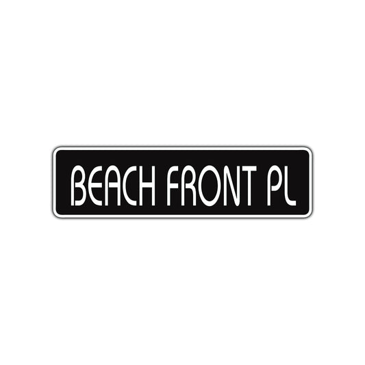 Beach Front Place Road Aluminum Metal Novelty Street Plate Sign Wall Gift Decor