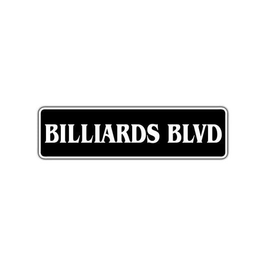 Billiards Blvd Pool Table Road Aluminum Metal Novelty Street Plate Sign Wall Gift Decor