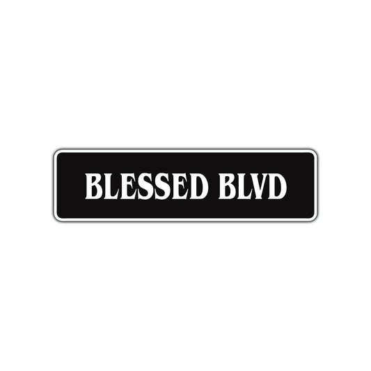 Blessed Boulevard Road Aluminum Metal Novelty Street Plate Sign Wall Gift Decor