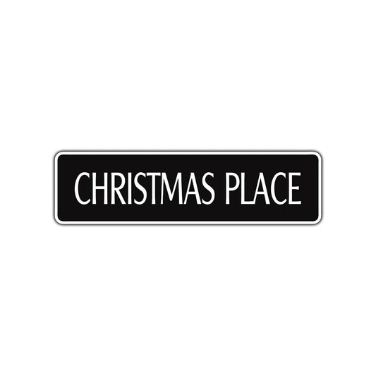 Christmas Place Merry Xmas Road Aluminum Metal Novelty Street Plate Sign Wall Gift Decor