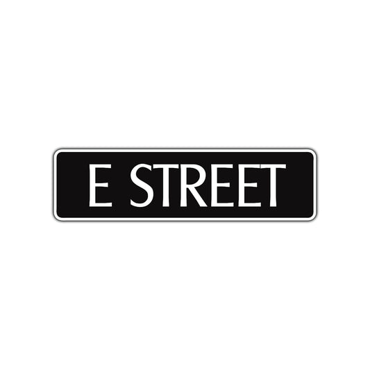 E Street Name Letter Road Aluminum Metal Novelty Street Plate Sign Wall Gift Decor