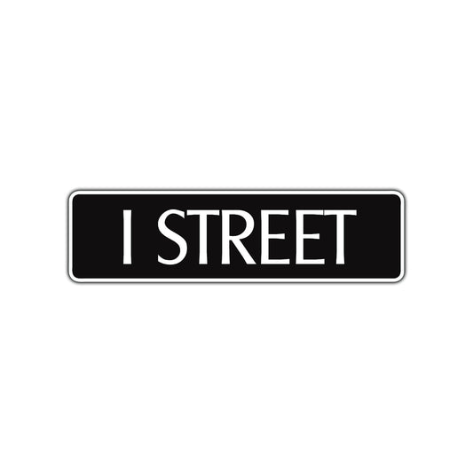 I Street Name Letter Road Aluminum Metal Novelty Street Plate Sign Wall Gift Decor