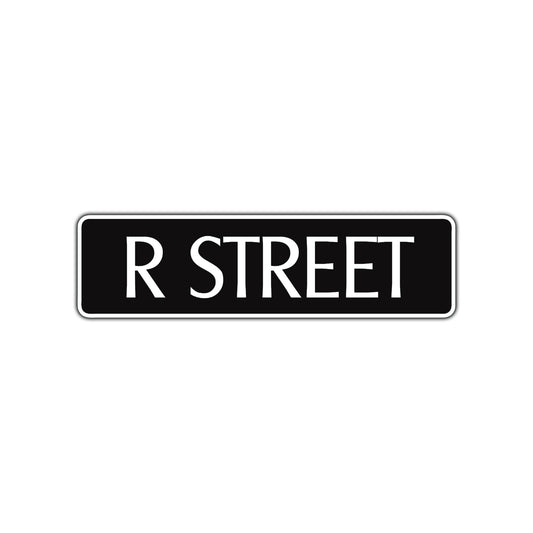 R Street Name Letter Road Aluminum Metal Novelty Street Plate Sign Wall Gift Decor