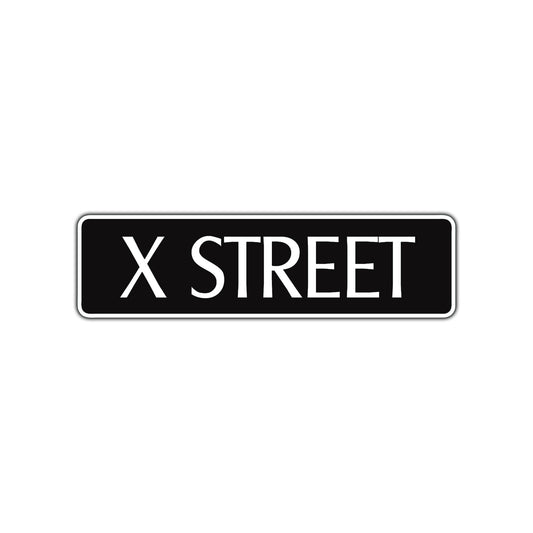 X Street Name Letter Road Aluminum Metal Novelty Street Plate Sign Wall Gift Decor