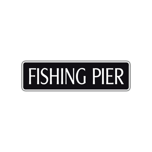 Fishing Pier Road Aluminum Metal Novelty Street Plate Sign Wall Gift Decor