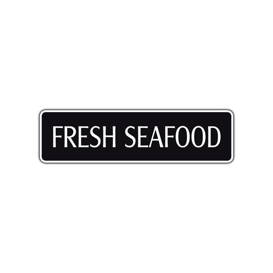 Fresh Seafood Road Aluminum Metal Novelty Street Plate Sign Wall Gift Decor