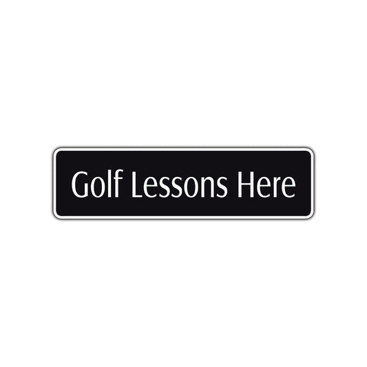 Golf Lessons Here Road Aluminum Metal Novelty Street Plate Sign Wall Gift Decor