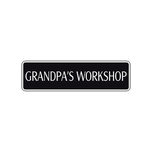 Grandpa's Workshop Road Aluminum Metal Novelty Street Plate Sign Wall Gift Decor