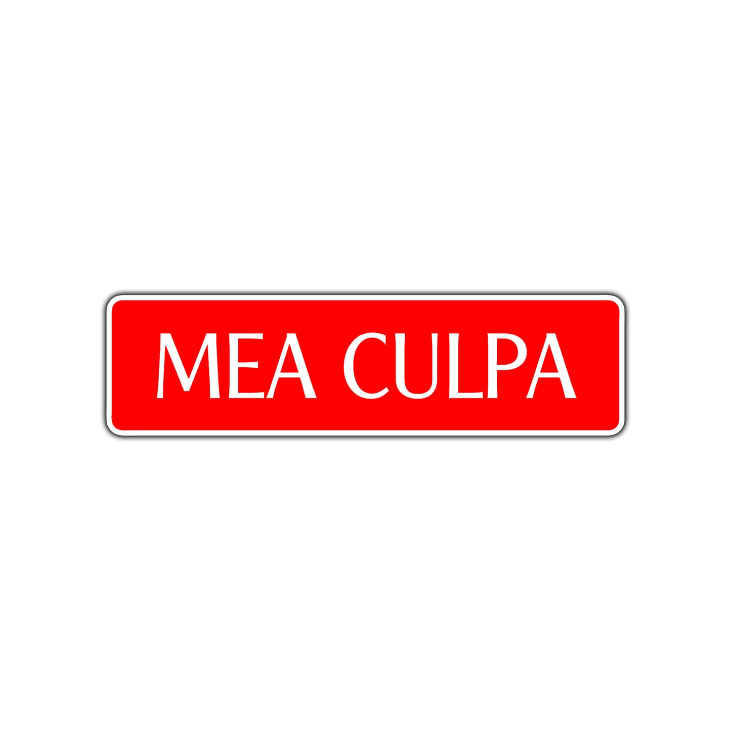 Mea Culpa Road Aluminum Metal Novelty Street Plate Sign Wall Gift Decor