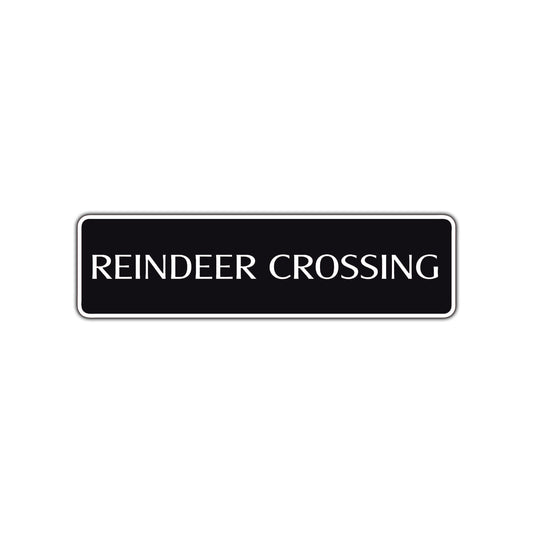 Reindeer Crossing Christmas Holiday Road Aluminum Metal Novelty Street Plate Sign Wall Gift Decor