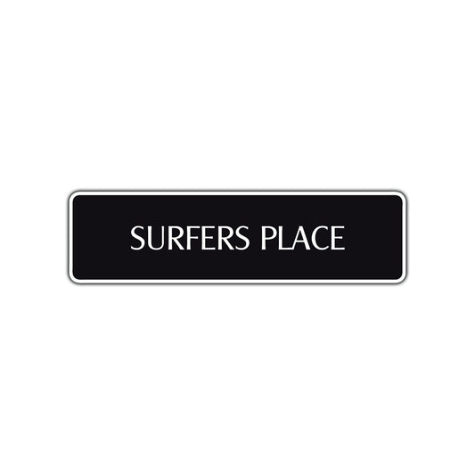 Surfers Place Beach Coastal Cottage Road Aluminum Metal Novelty Street Plate Sign Wall Gift Decor