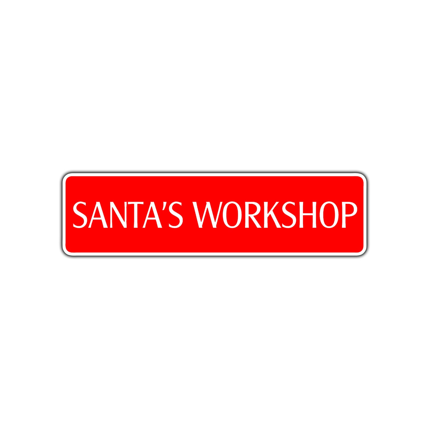 Santa's Workshop Christmas Road Aluminum Metal Novelty Street Plate Sign Wall Gift Decor