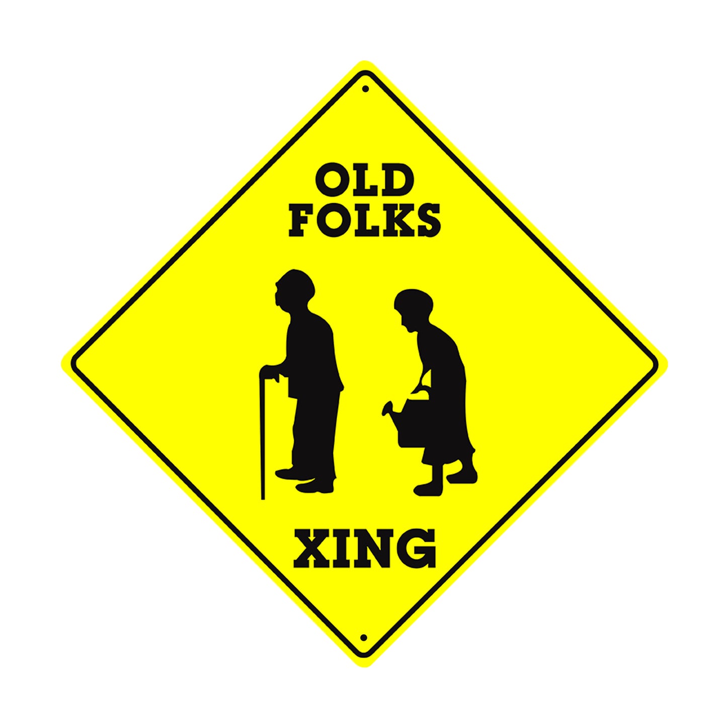 Old Folks Xing Funny Elderly Road Matel Aluminum Notice Novelty Plate Crossing Sign