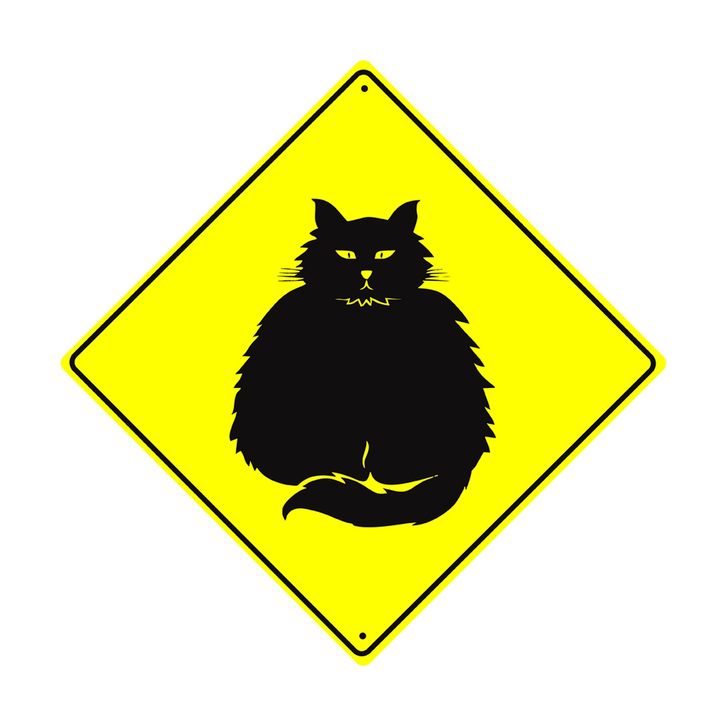 Fat-Cat Guard Symbol Crossing Animal Xing Metal Aluminum Notice Novelty Road Plate Sign