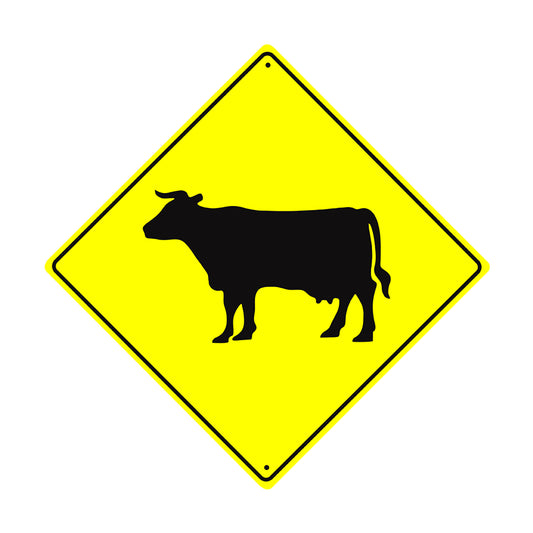 Caution Cattle Symbol Crossing Animal Xing Metal Aluminum Notice Novelty Road Plate Sign