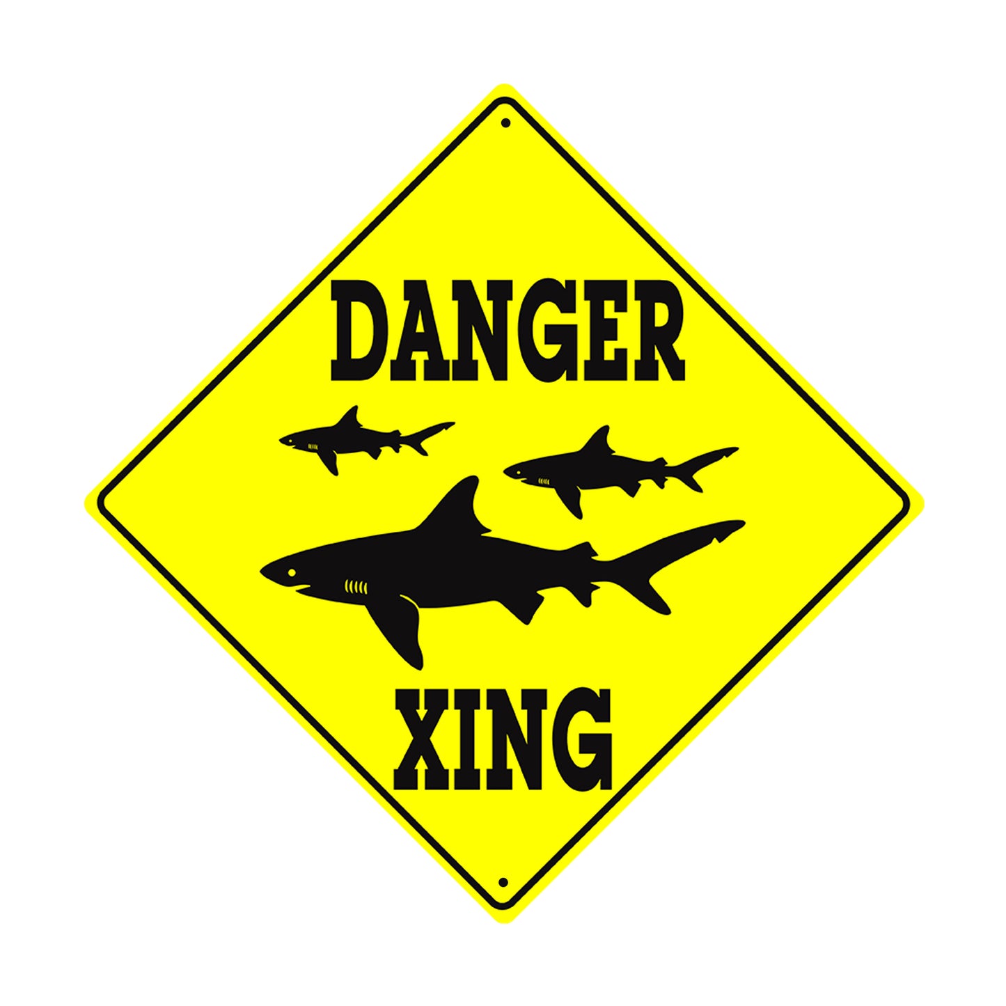 Danger Xing With Sharks Crossing Symbol Animal Xing Metal Aluminum Notice Novelty Road Plate Sign