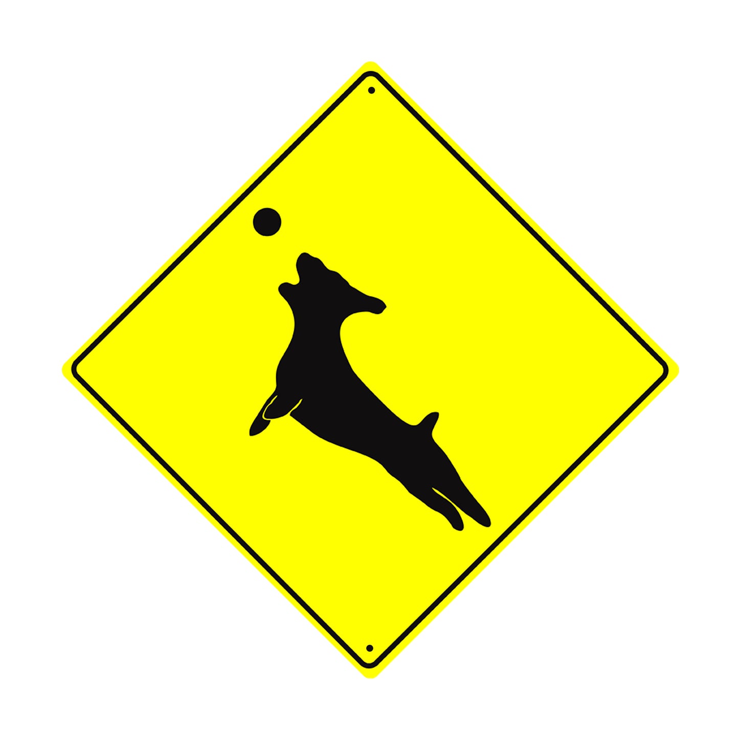 Caution Dog at Play Crossing Symbol Animal Xing Metal Aluminum Notice Novelty Road Plate Sign