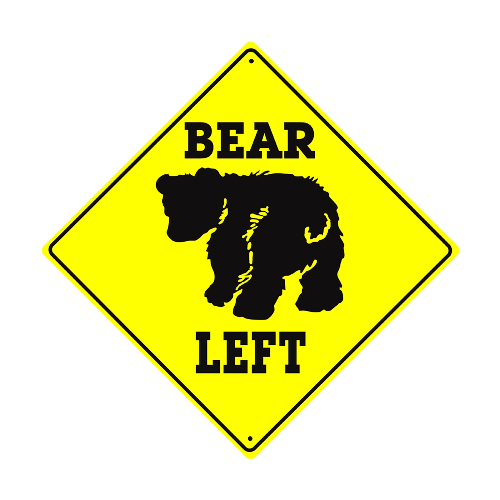 Bear Keep Left Graphic Crossing Animal Xing Metal Aluminum Notice Novelty Road Plate Sign