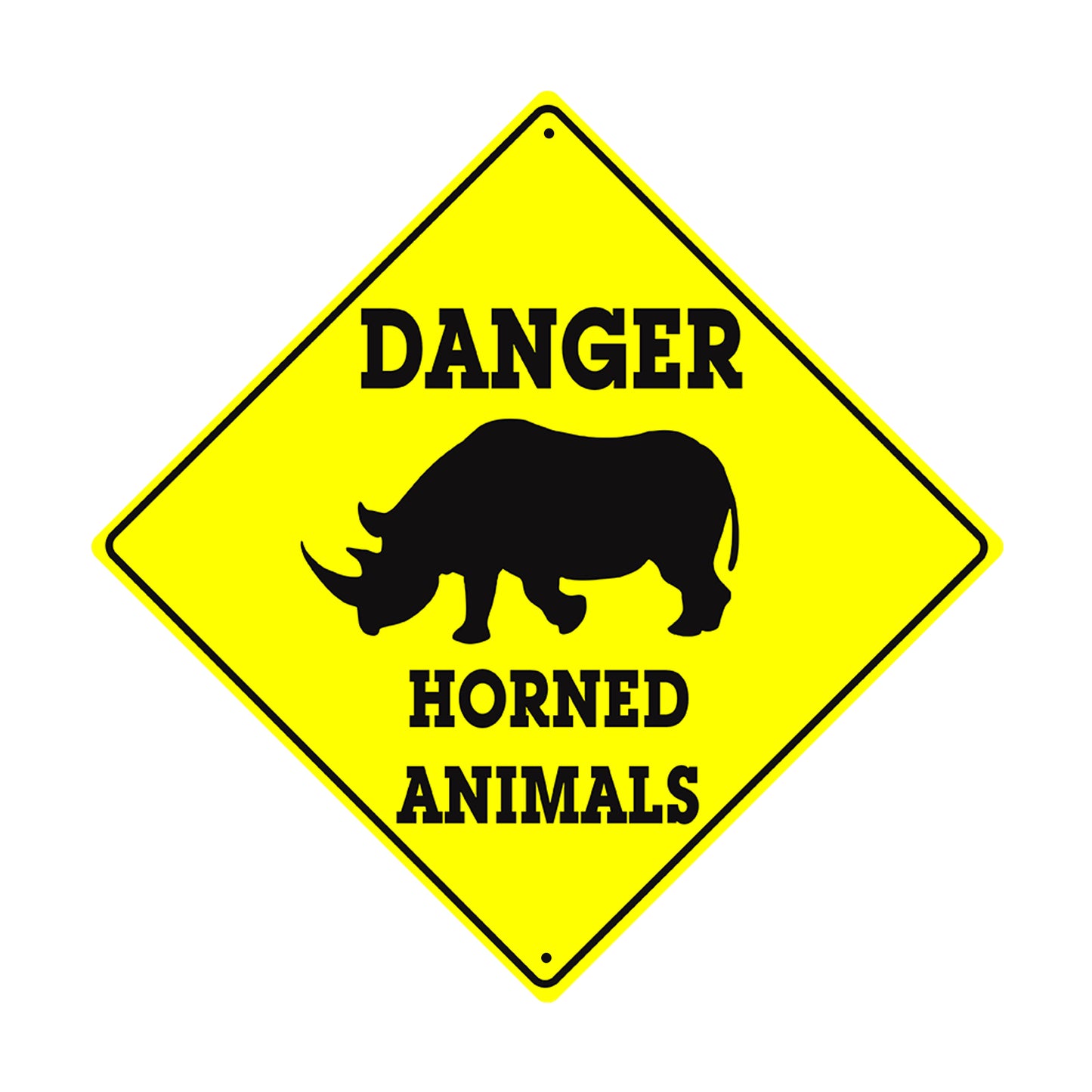 Danger, Horned Animals With Graphic Xing Metal Aluminum Notice Novelty Road Plate Sign