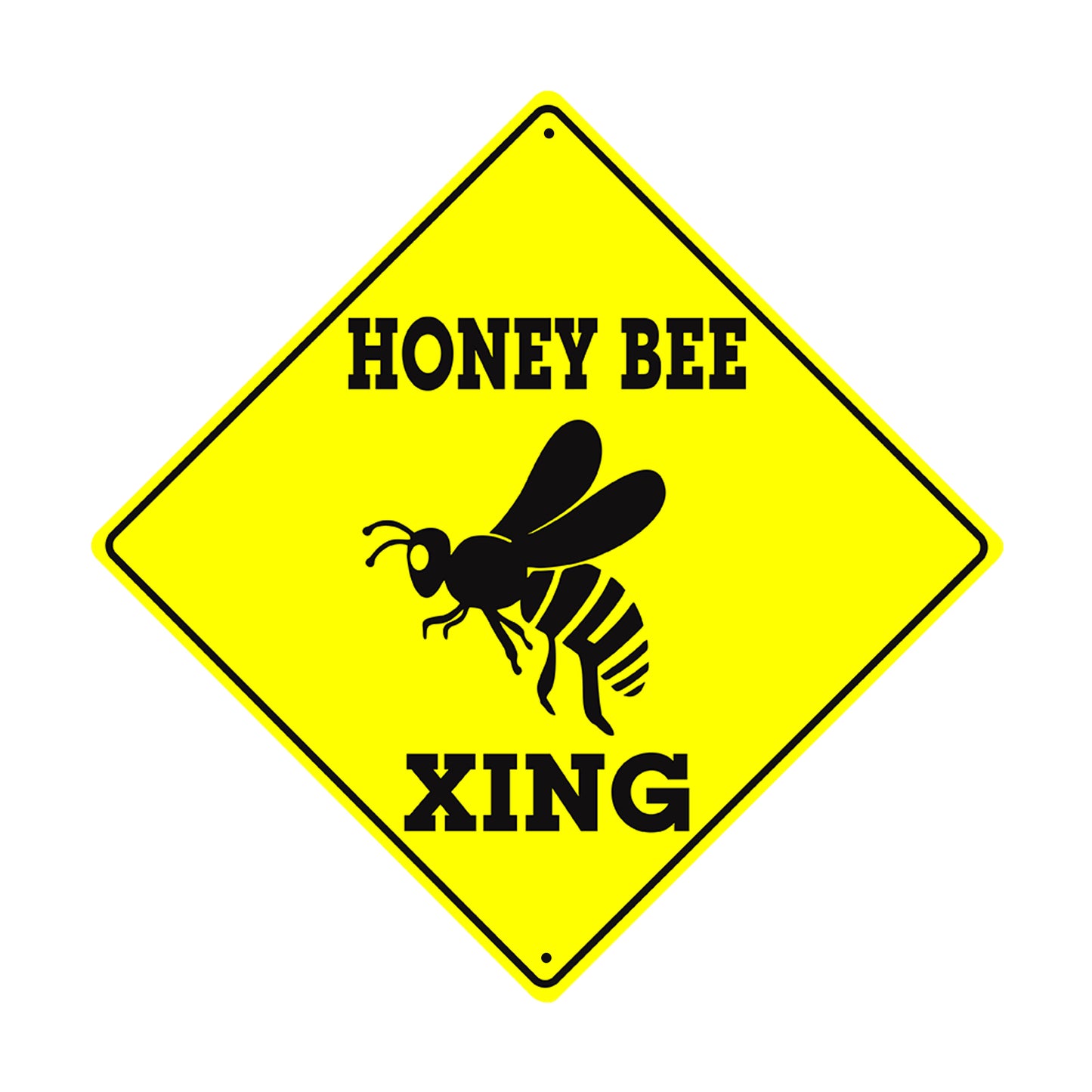 Honey Bee Symbol Xing Crossing Metal Aluminum Notice Novelty Road Plate Sign