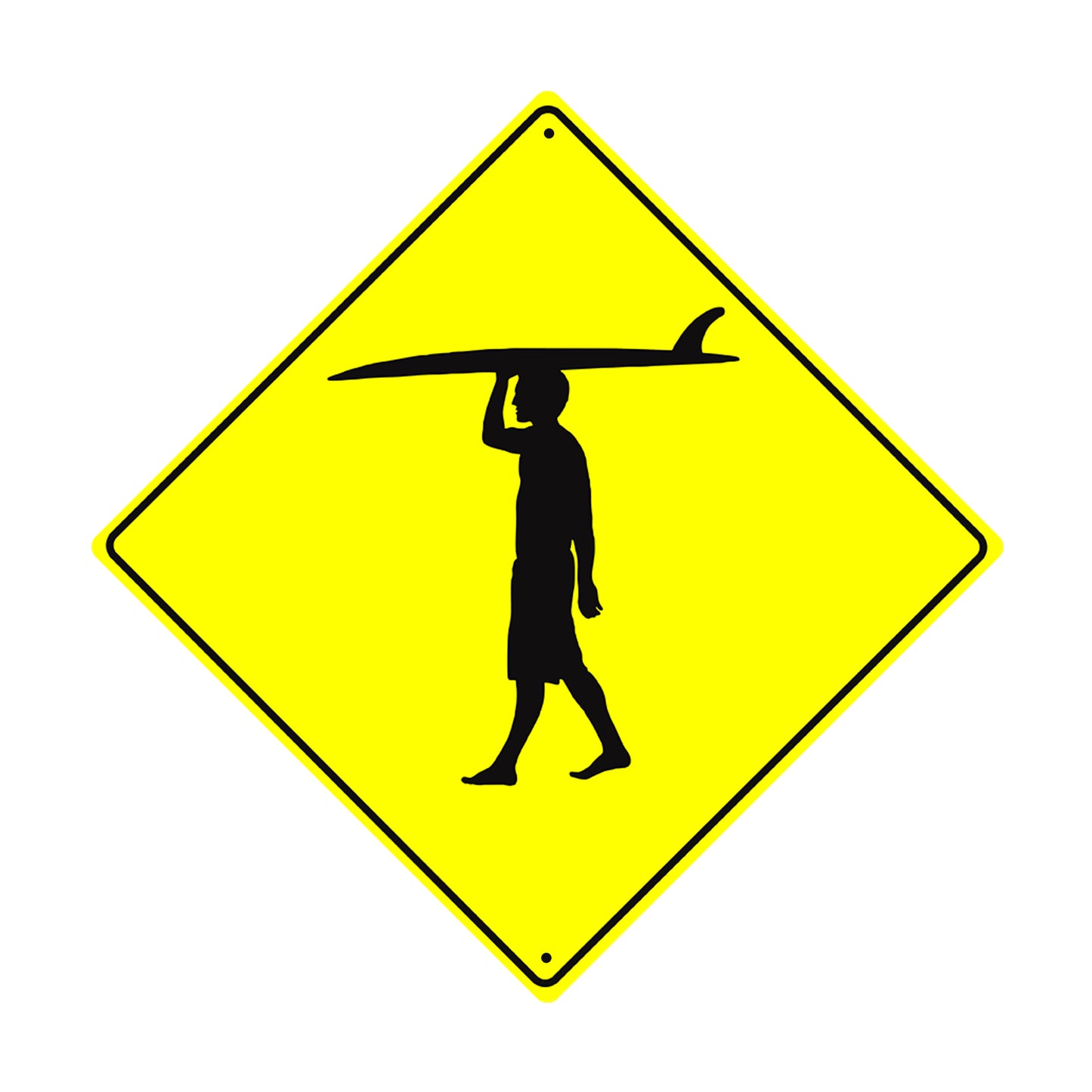 Boy with Surfer Symbol Xing Crossing Metal Aluminum Notice Novelty Road Plate Sign