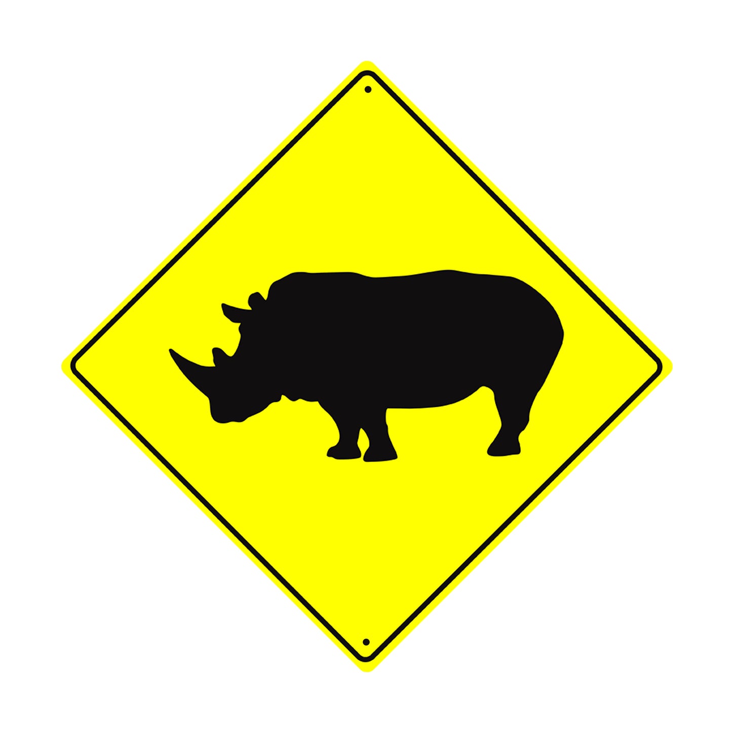 Rhinoceros Crossing Animal Xing Metal Aluminum Notice Novelty Road Plate Sign