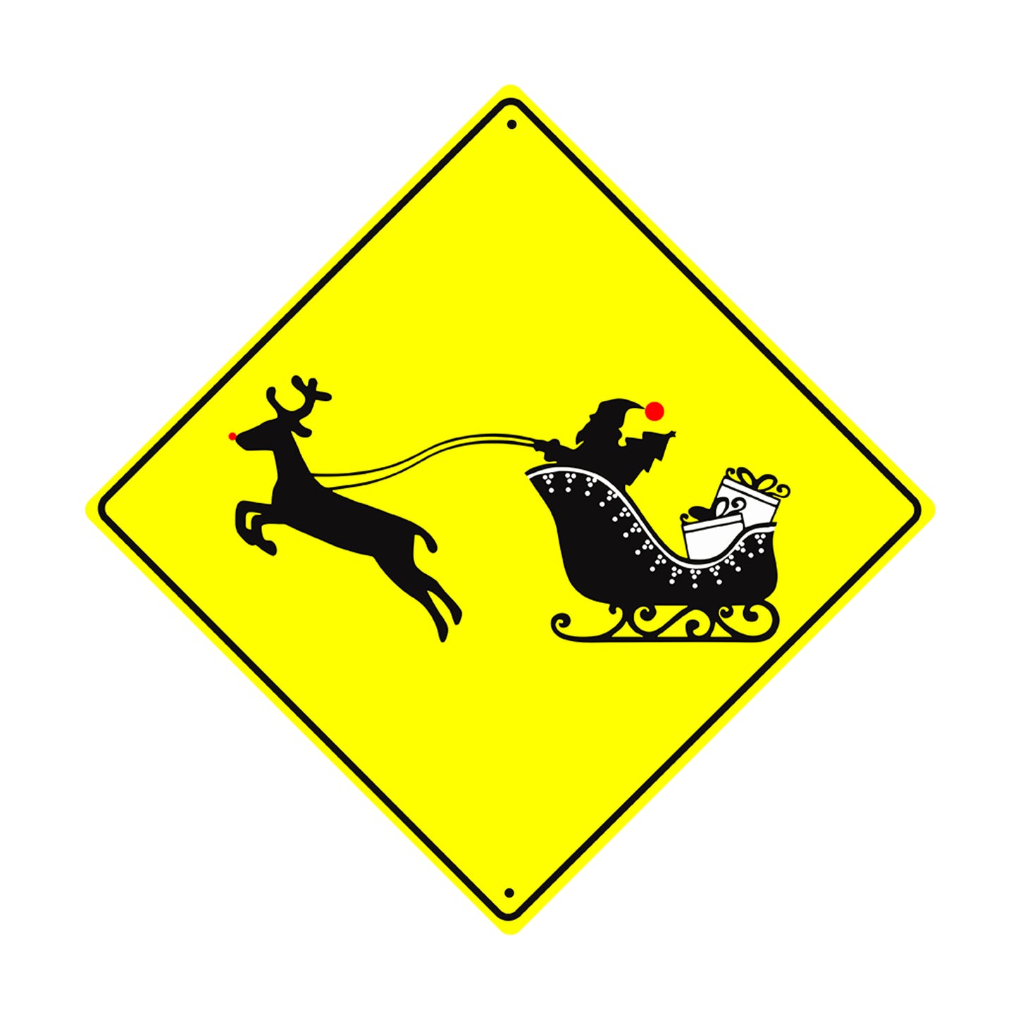 Santa on his Sleigh Symbol Crossing Xing Metal Aluminum Notice Novelty Road Plate Sign