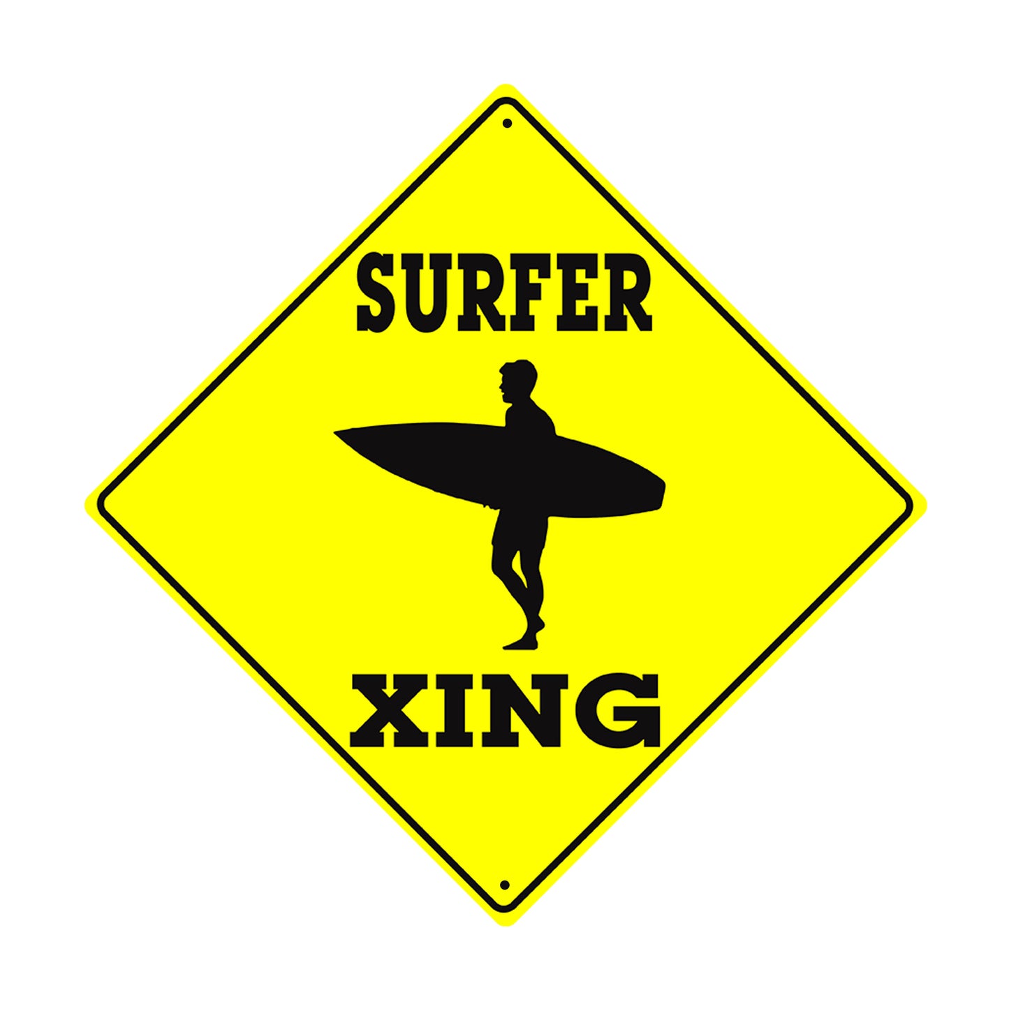 Surfer Xing with Boy with Surfer Symbol Metal Aluminum Notice Novelty Road Plate Sign