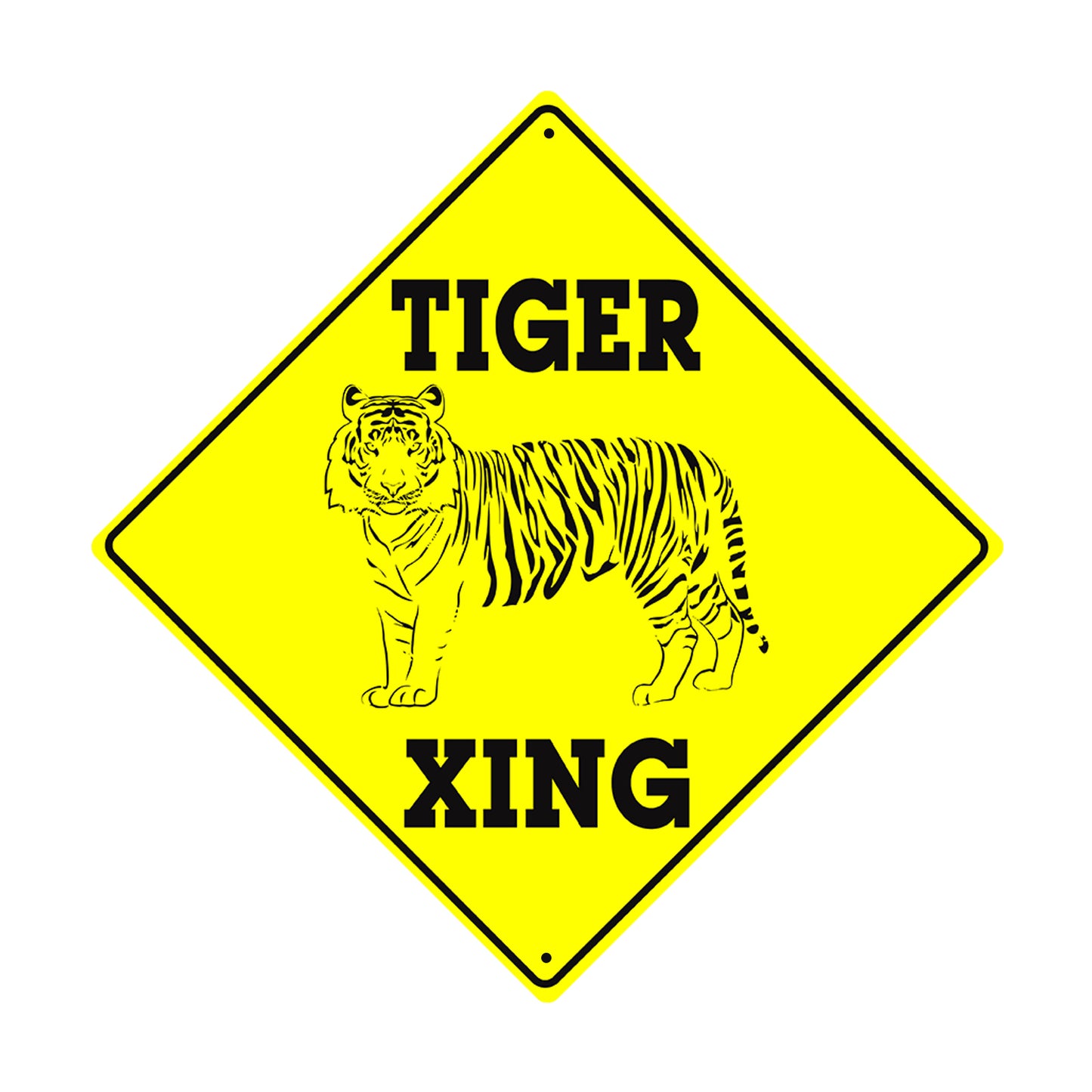 Tiger Xing with Symbol Animal Crossing Metal Aluminum Notice Novelty Road Plate Sign
