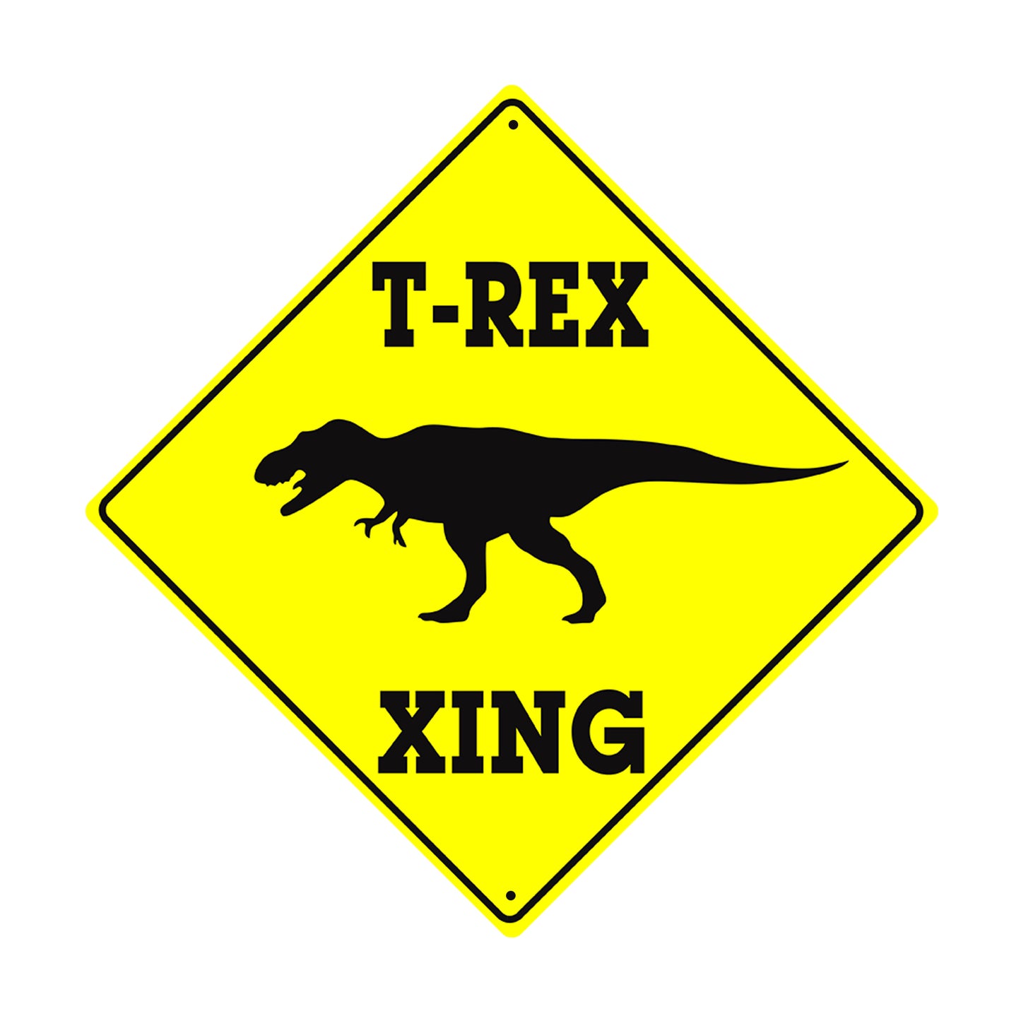 T-Rex Xing with Symbol Animal Crossing Metal Aluminum Notice Novelty Road Plate Sign