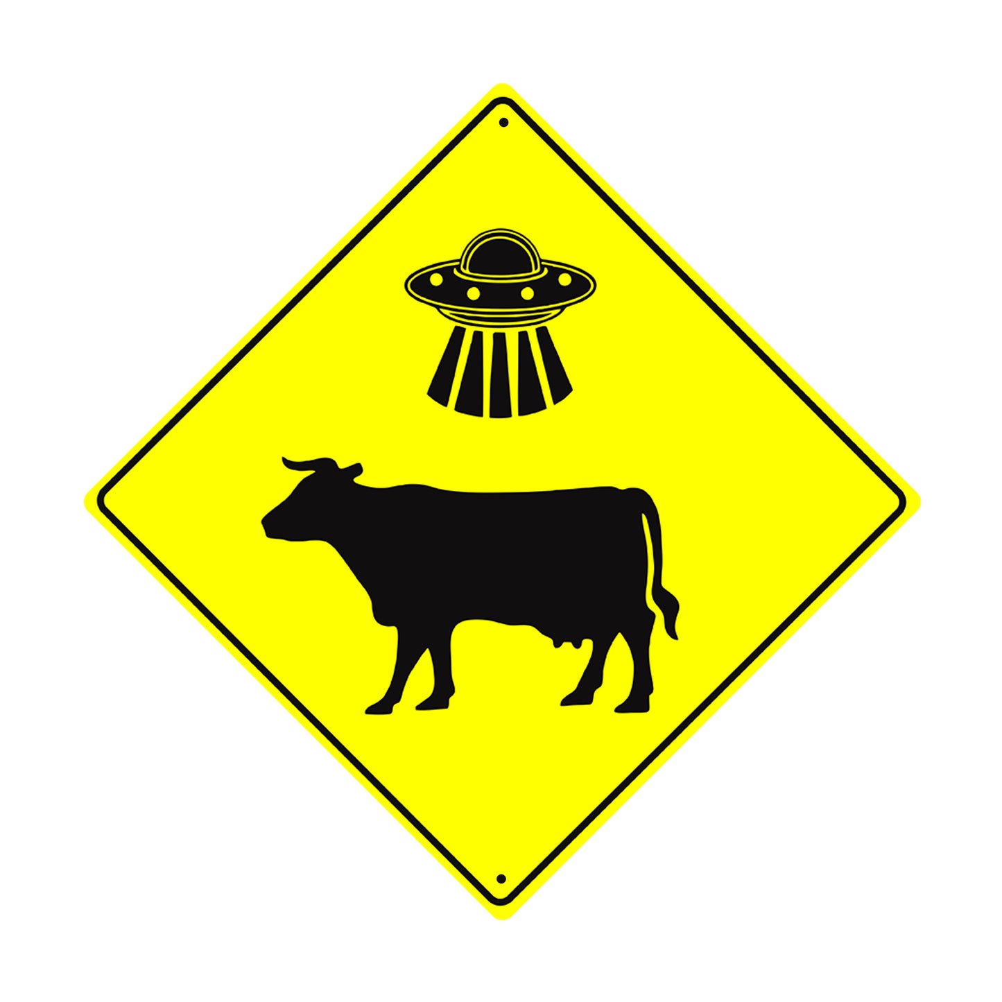 Caution Ufo Cow Abductions Here Metal Aluminum Notice Novelty Road Plate Sign