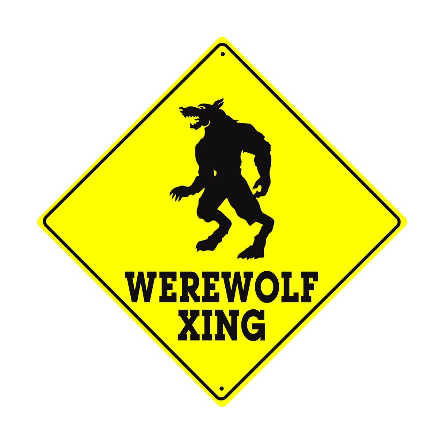 Werewolf Xing with Symbol Animal Crossing Metal Aluminum Notice Novelty Road Plate Sign