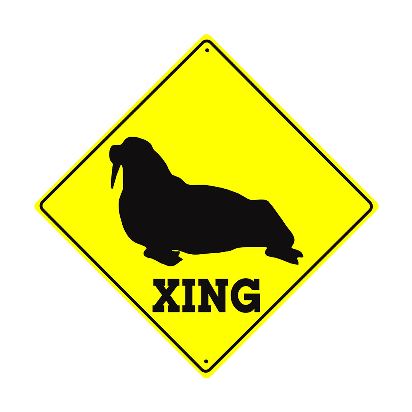 Walrus Xing with Symbol Animal Crossing Metal Aluminum Notice Novelty Road Plate Sign
