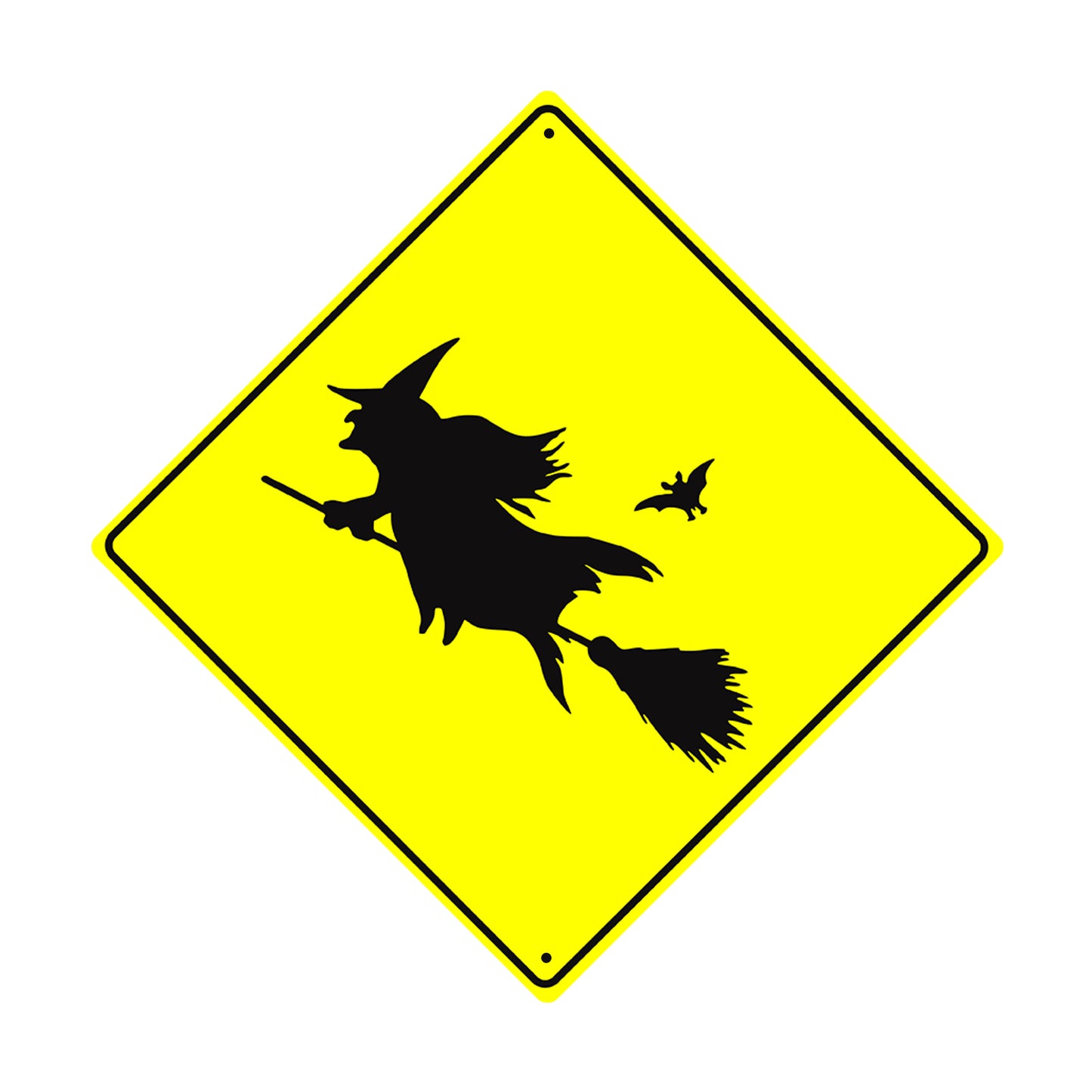 Witch Symbol Humorous Road Crossing Metal Aluminum Notice Novelty Road Plate Sign